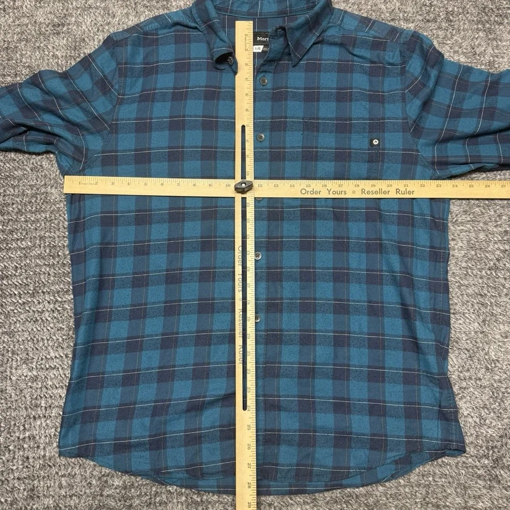Marmot Bodega‎ Lightweight Flannel Shirt Blue Mens Large Plaid Long Sleeve